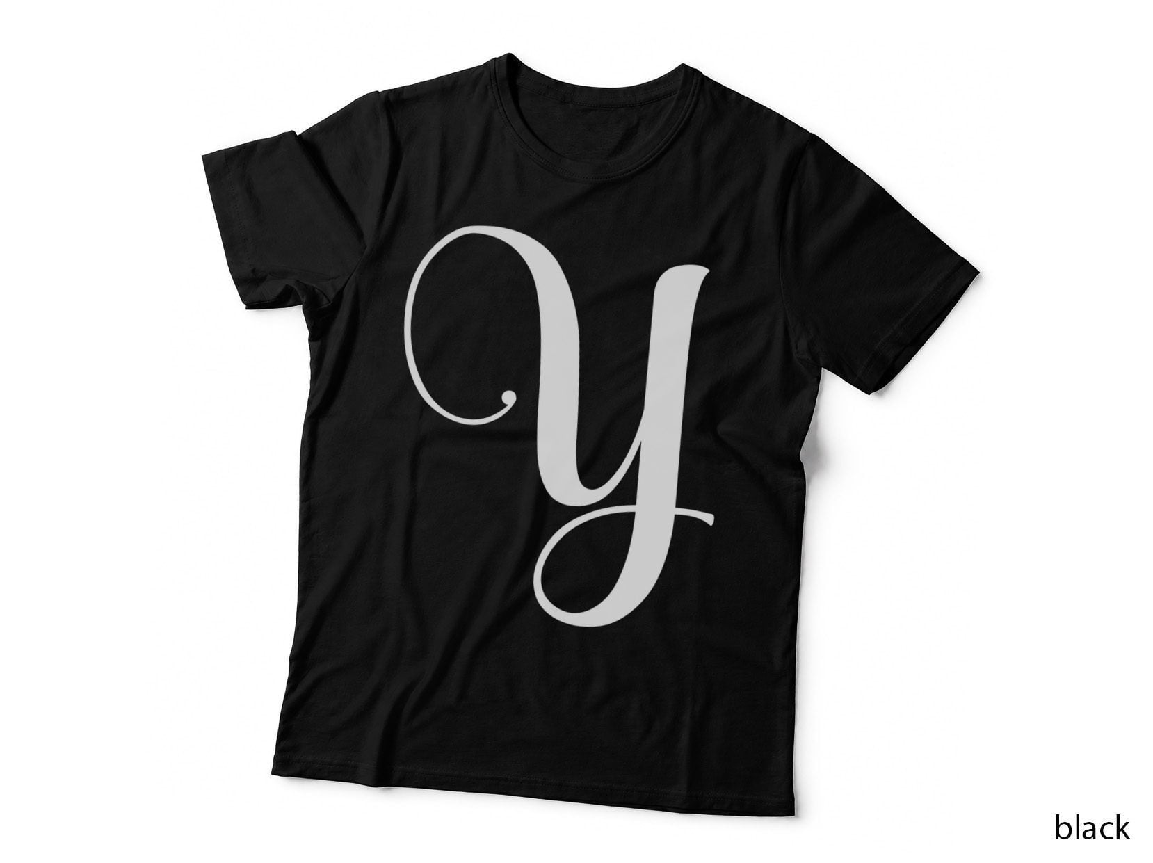 Calligraphy Capital Letter Ornamental Y Black T-Shirt