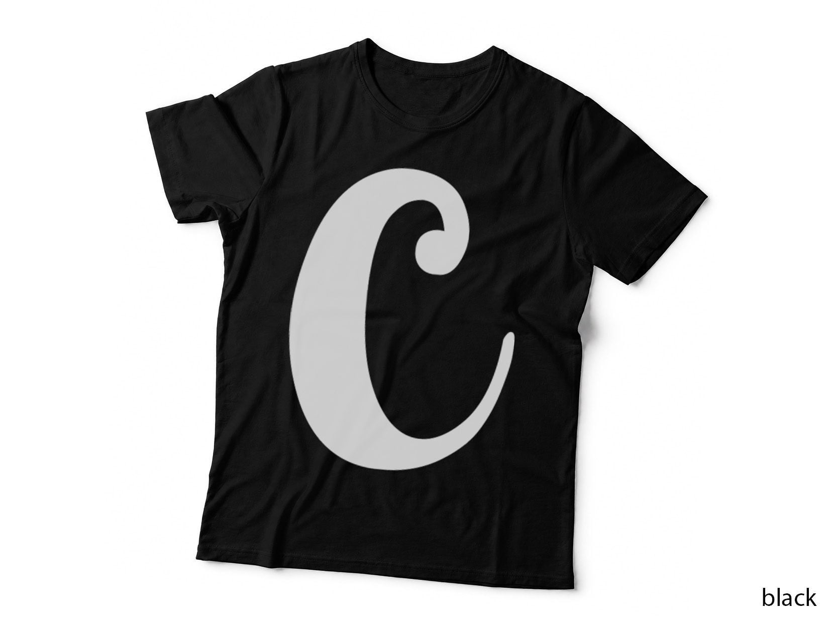 Calligraphy Lowercase Letter Ornamental C Black T-Shirt