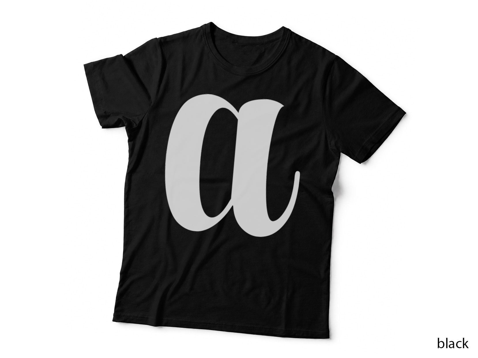 Calligraphy Lowercase Letter Ornamental a Black T-Shirt