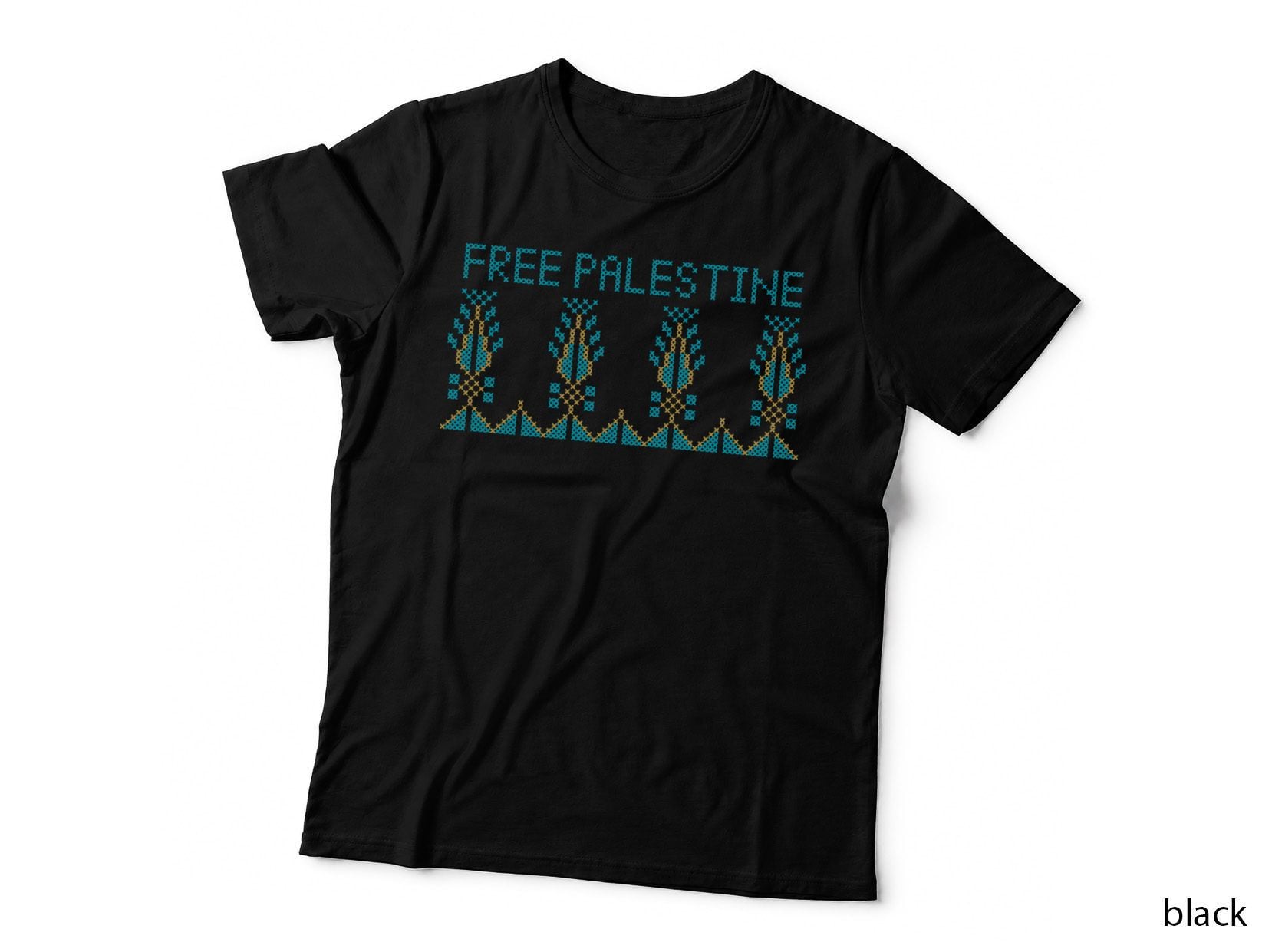Realistic Palestinian Tatreez Embroidery Pattern Design Free Palestine T-Shirt