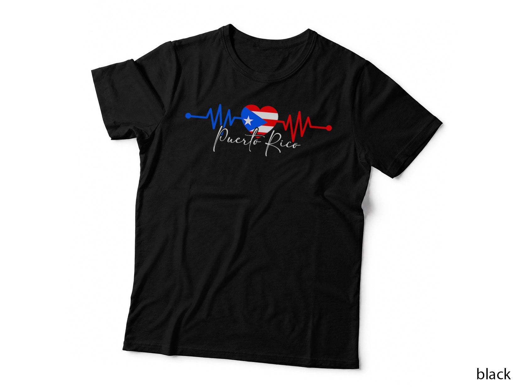 Happy Hispanic Heritage Puerto Rico Flag Heartbeat Puerto T-Shirt
