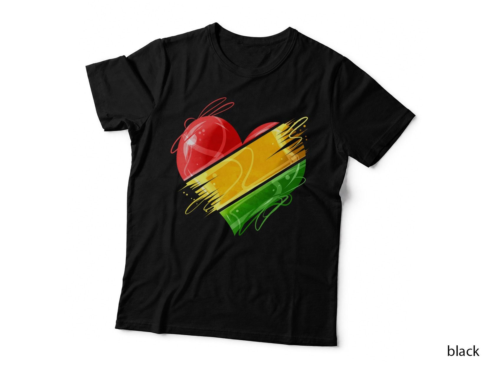 Heart in Pan-African Colors Celebrate Afro American Heritage T-Shirt