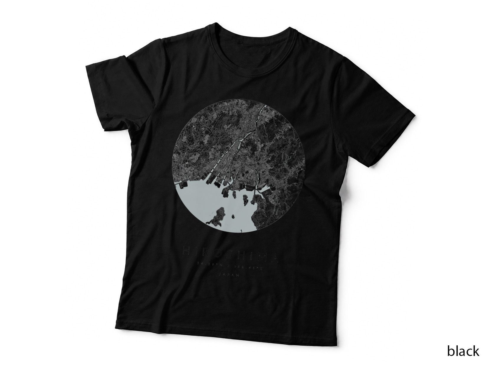 Hiroshima Japan Coordinates Map Hometown, Japan Culture T-Shirt