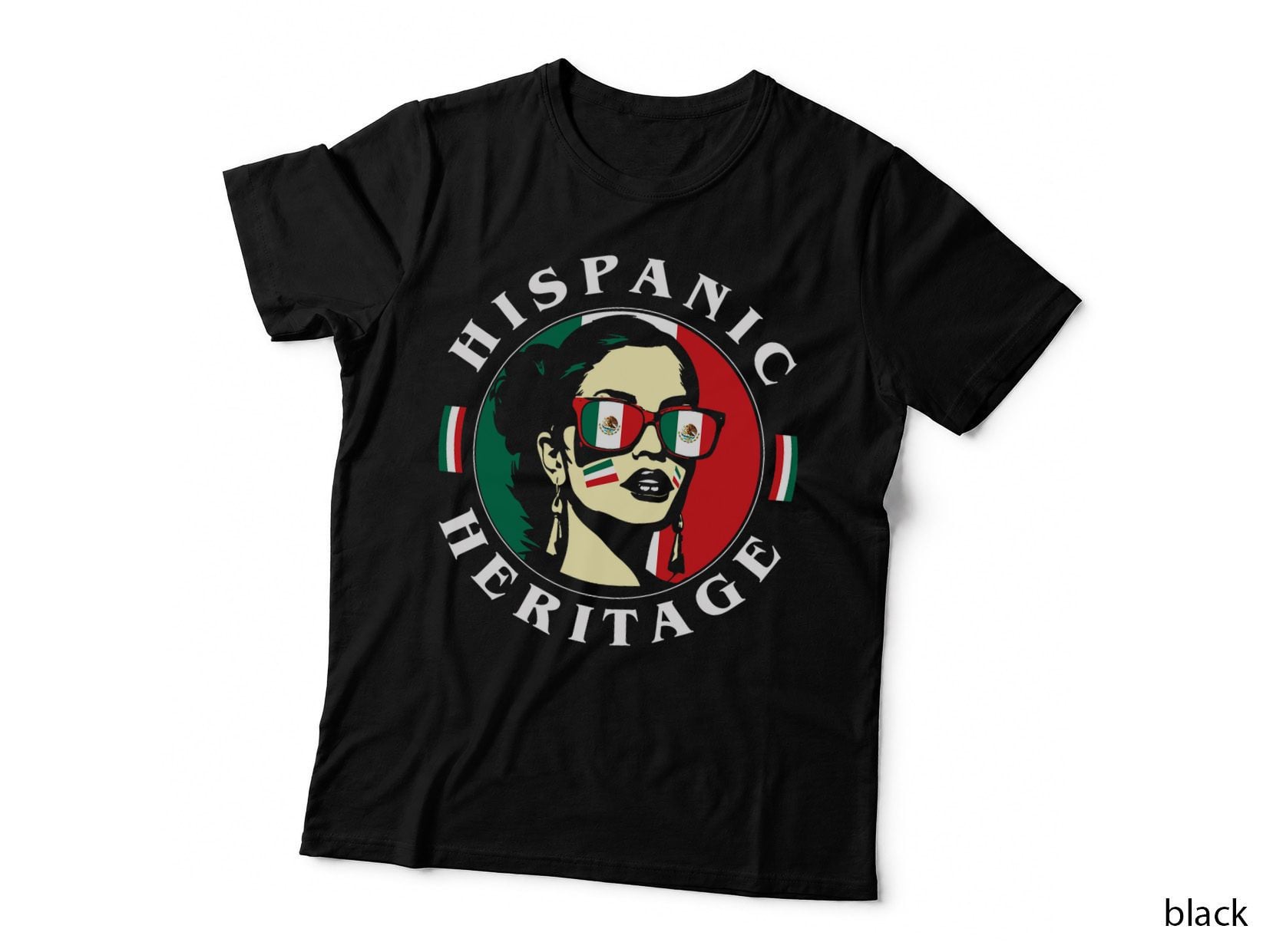 Hispanic Heritage Mexican Woman and Flag Women Men T-Shirt