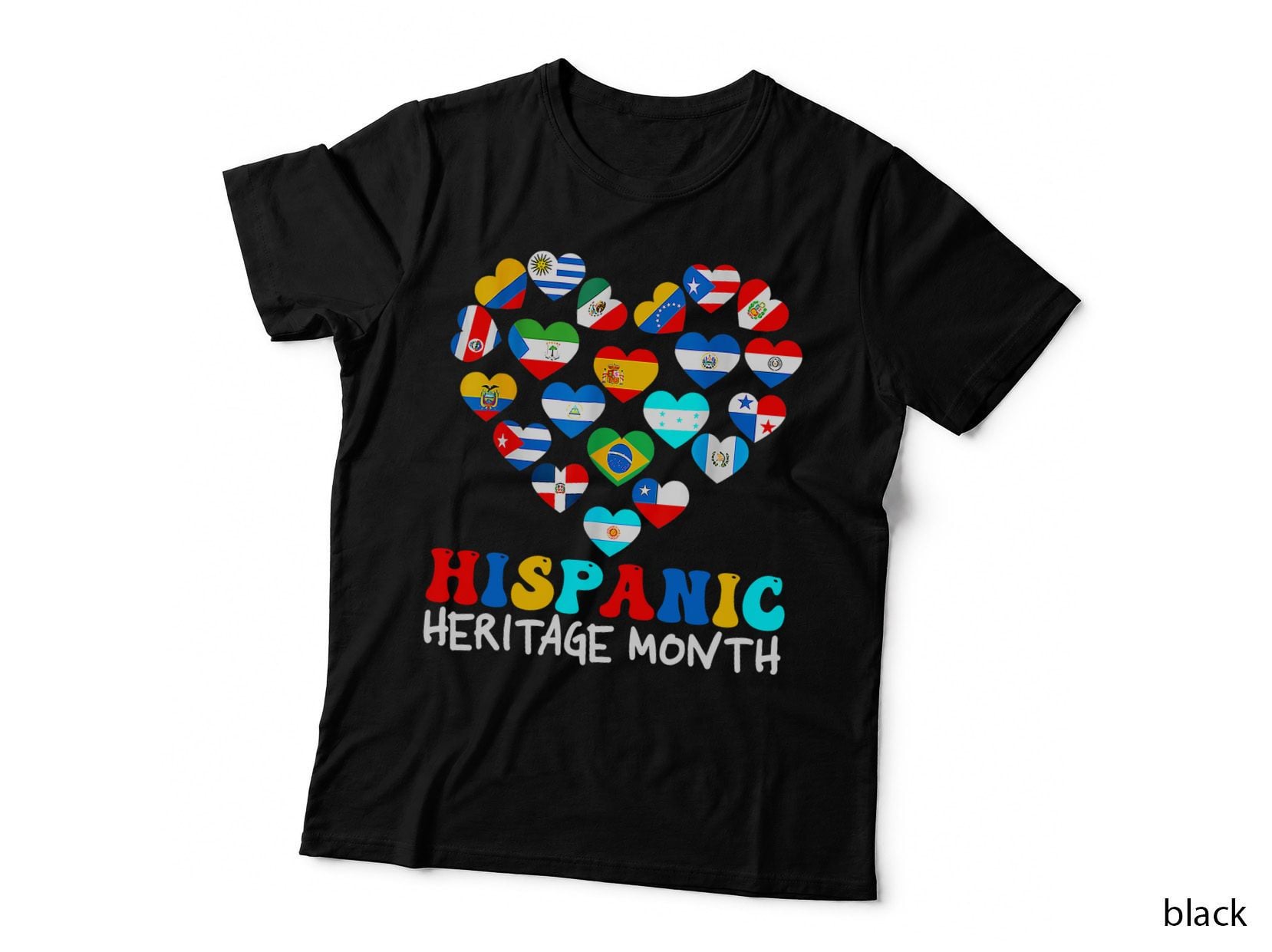 Hispanic Heritage Month All Countries Flags Heart Latino T-Shirt