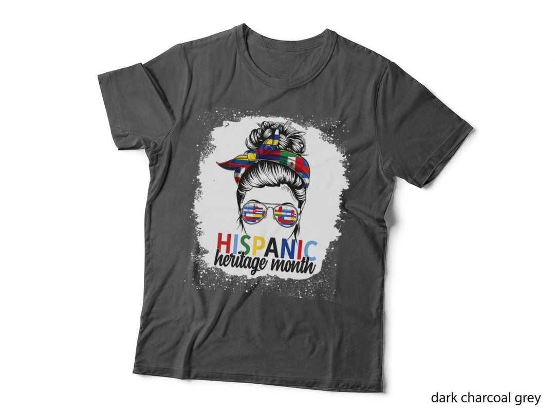 Hispanic Heritage Month All Countries Flags Women Messy Bun T-Shirt