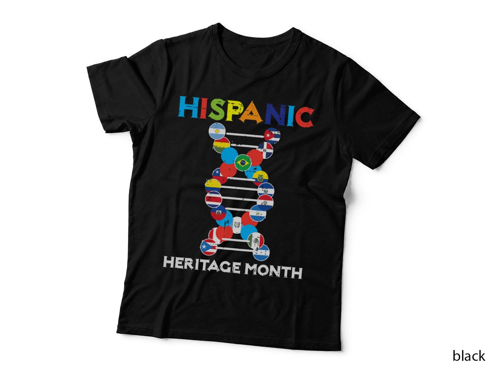 Hispanic Heritage Month DNA Flags Latino Men Women Kids T-Shirt