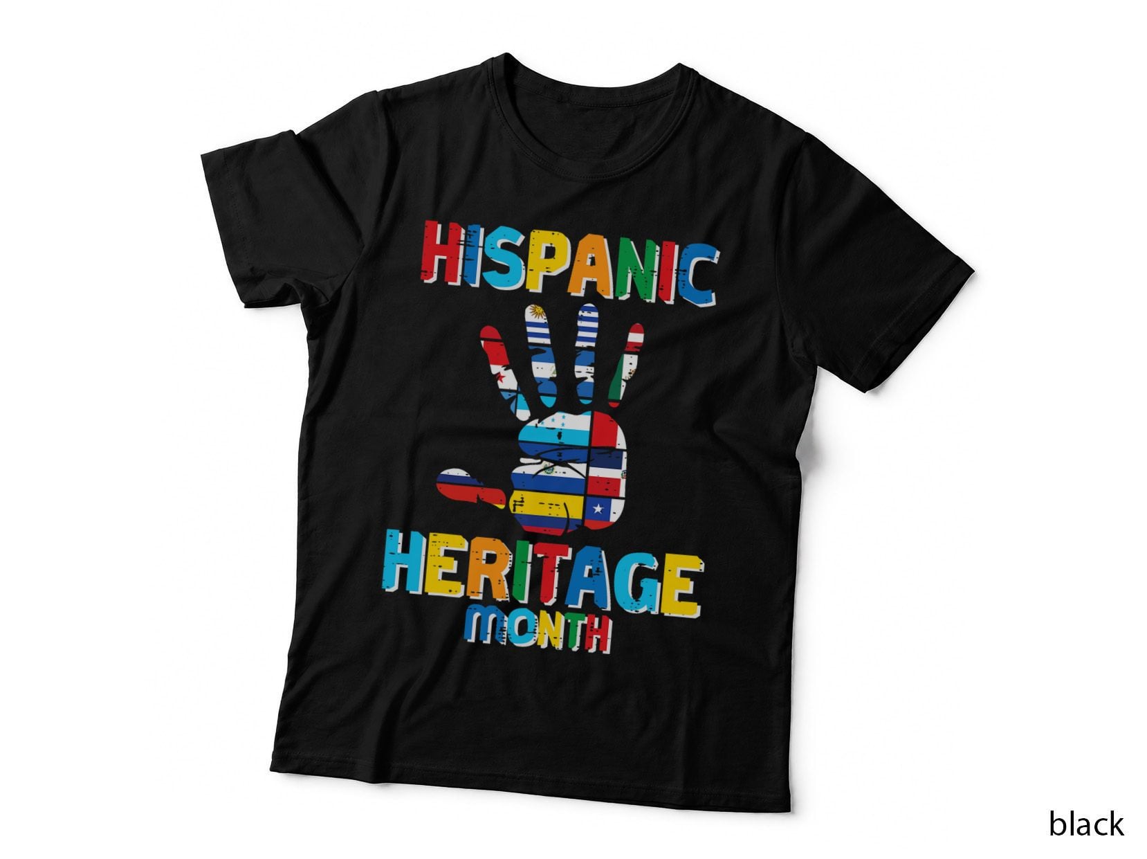 Hispanic Heritage Month Hand Flags Latino Men Women Kids T-Shirt