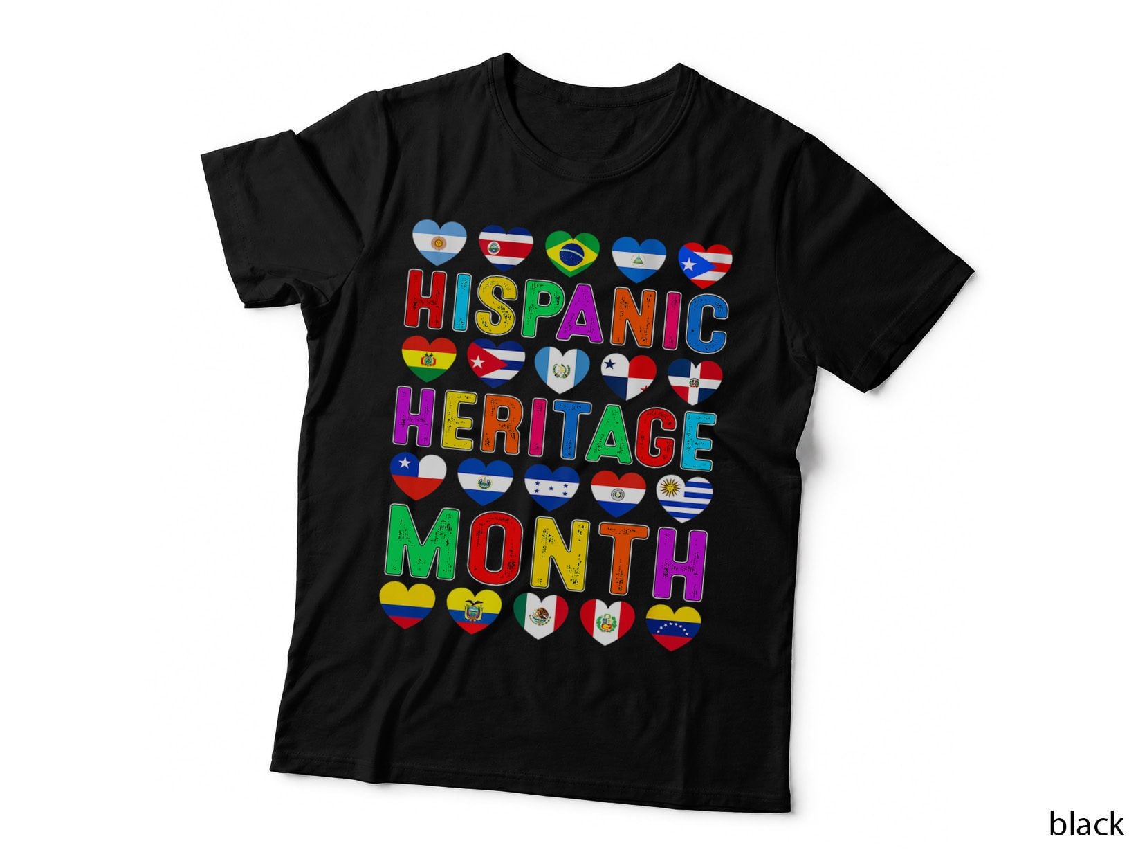 Hispanic Heritage Month Latino All Countries Flag Heart Flag T-Shirt