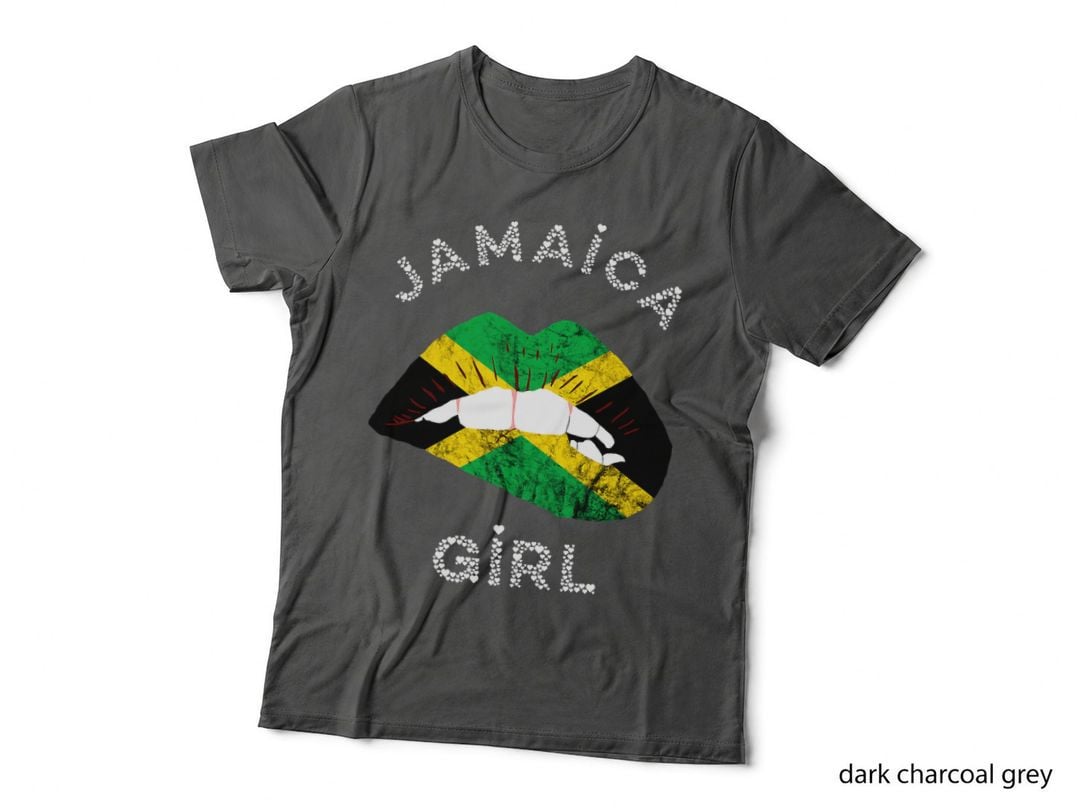 Jamaica Lips Jamaican Girl Caribbean Heritage Flag T-Shirt