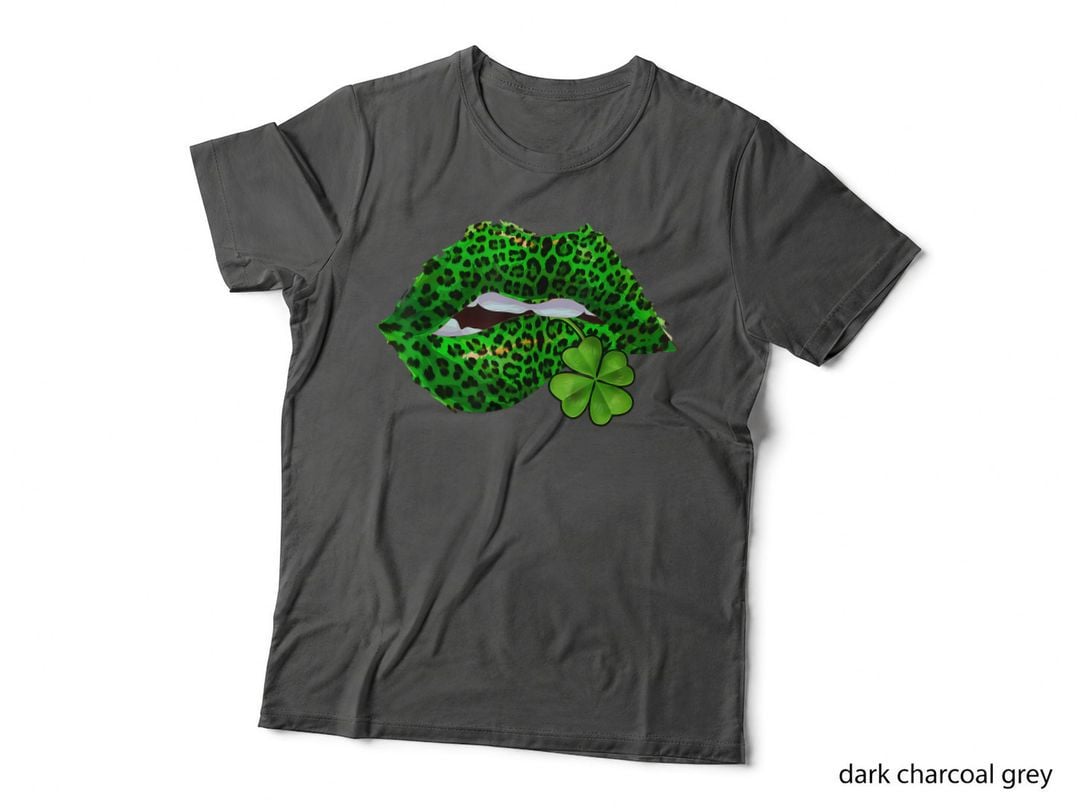 Leopard Green Lips Sexy Irish Culture Leaf Clover Patricks T-Shirt