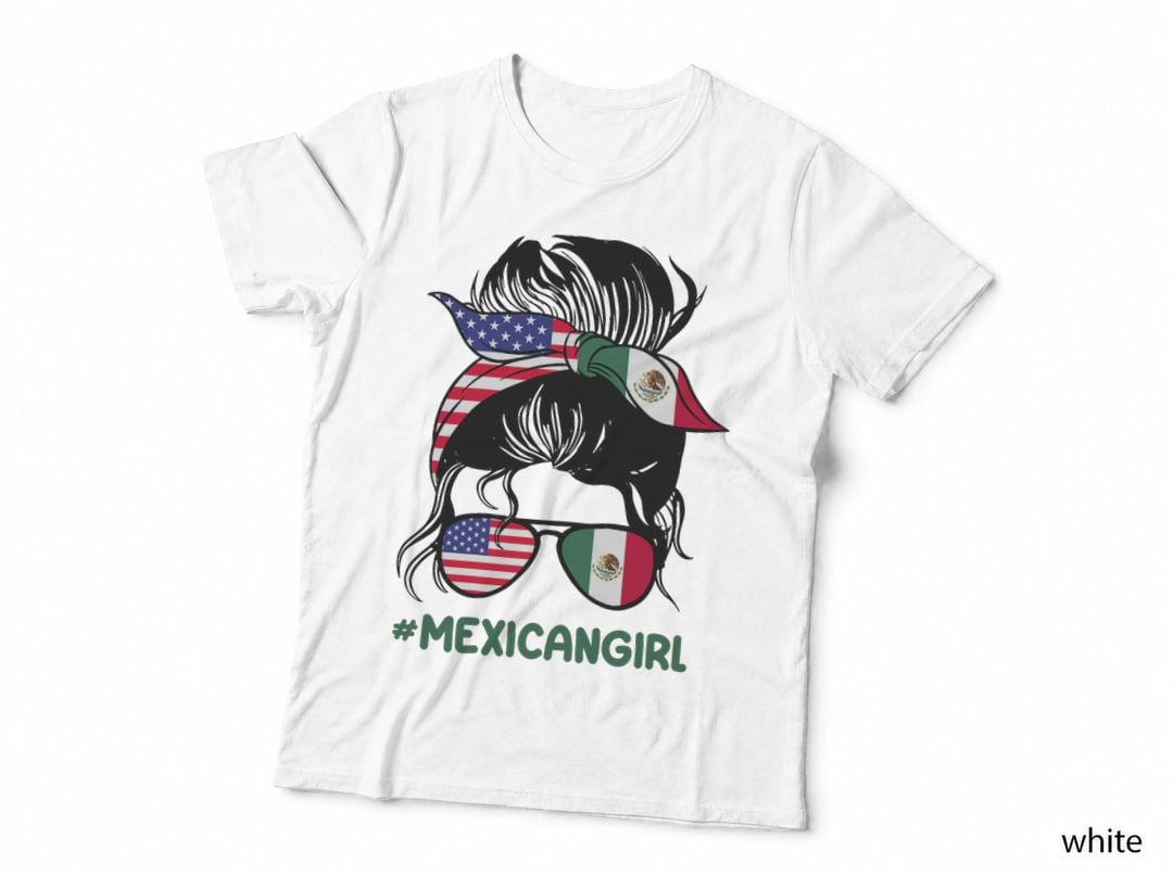 Mexican Girl Messy Bun Heritage Mexico T-Shirt