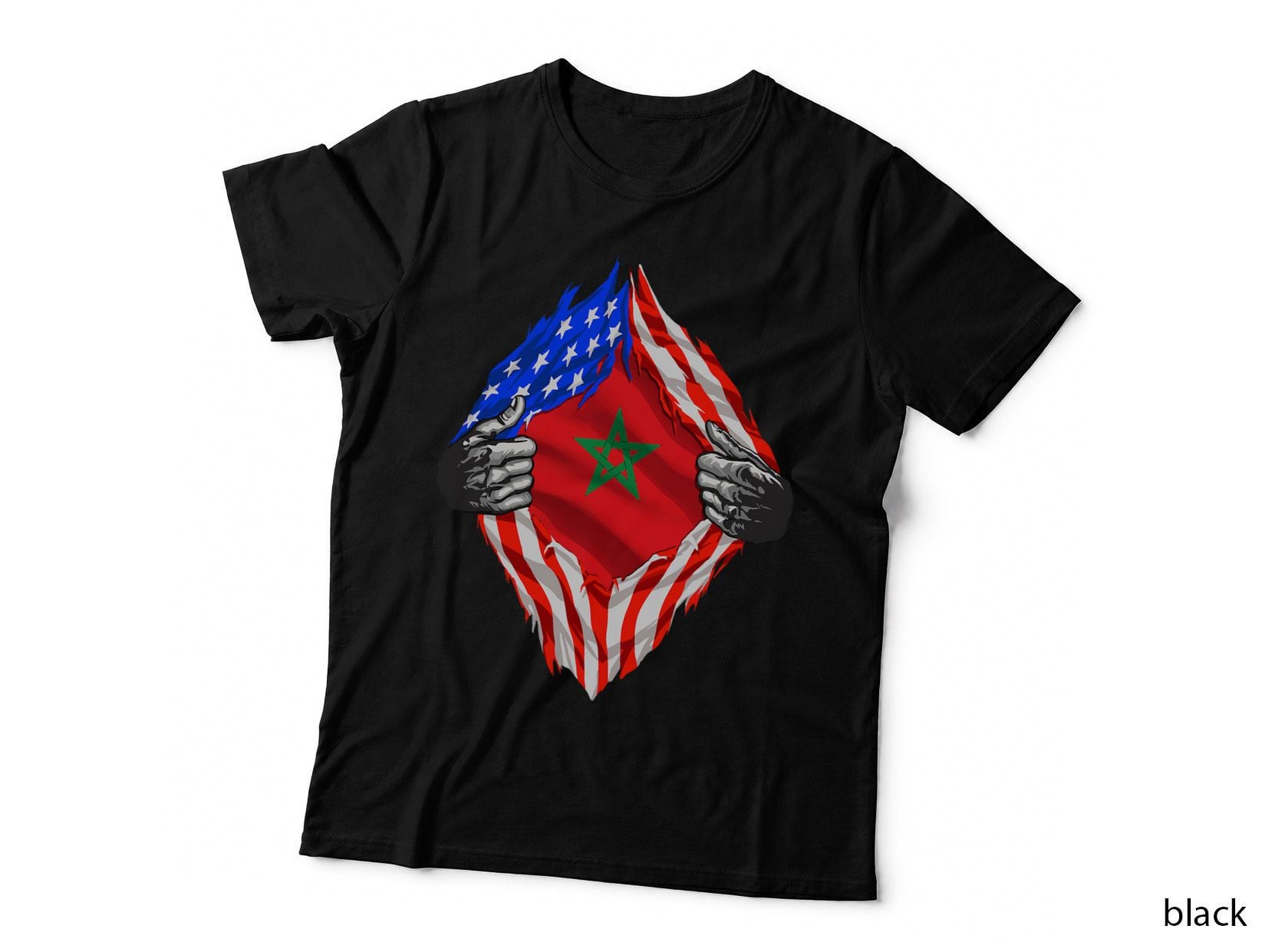 Morocco Tshirt American Moroccan Flag Morocco Roots Heritage T-Shirt