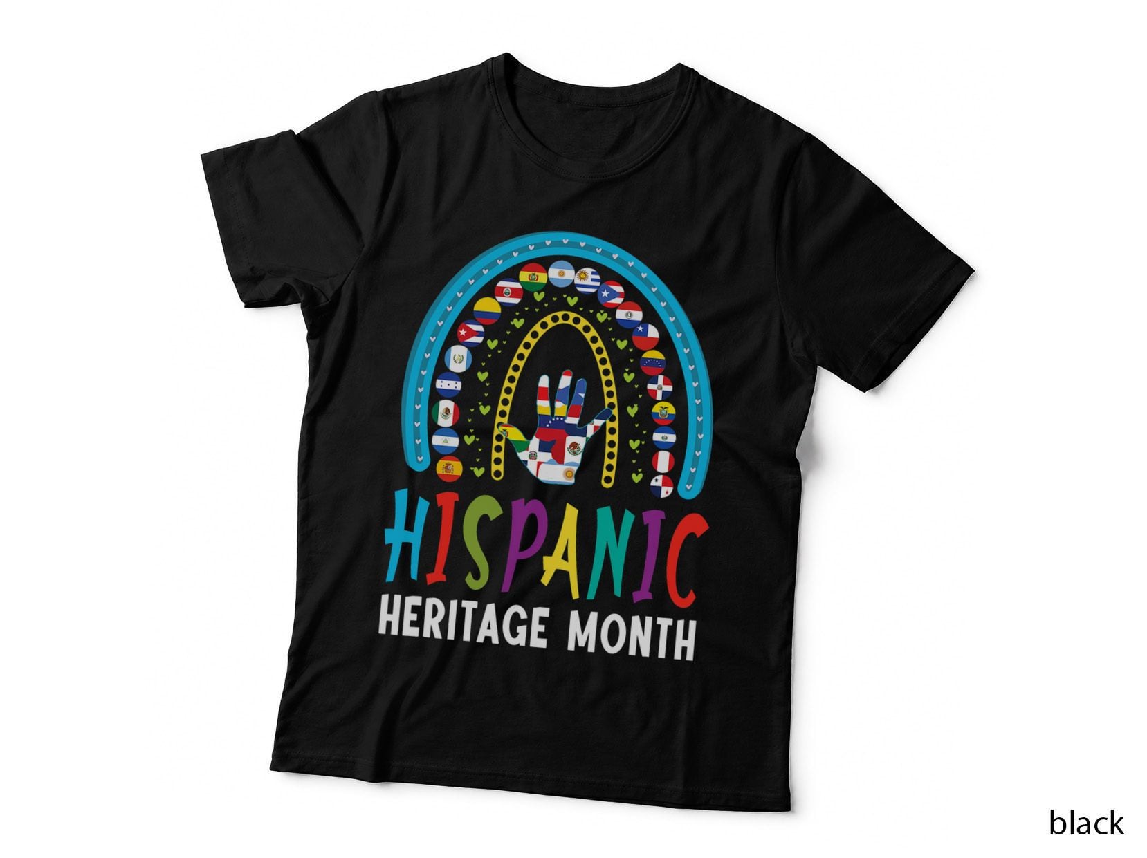 National Hispanic Heritage Month Latin Flags Rainbow Style T-Shirt