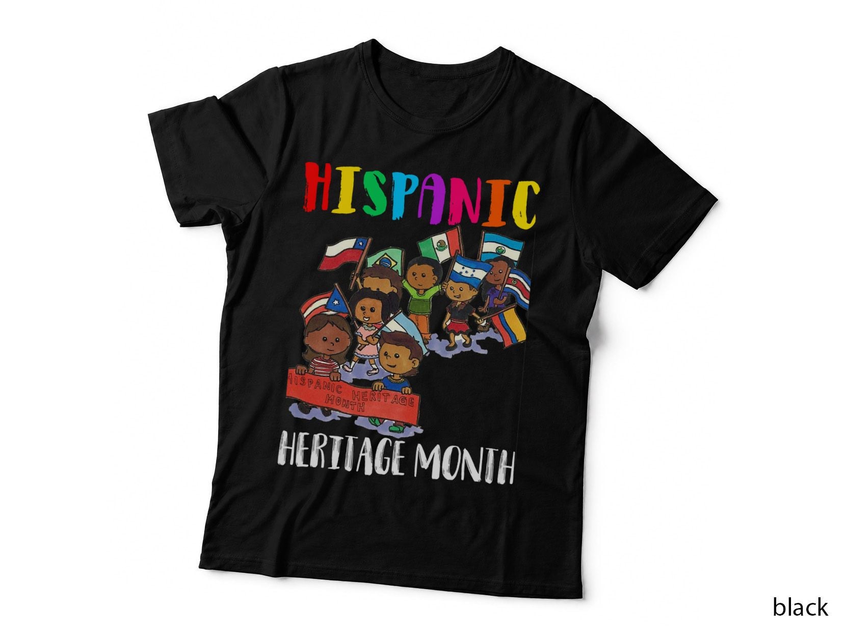 National Hispanic Heritage Month Latino Childs with Flags T-Shirt