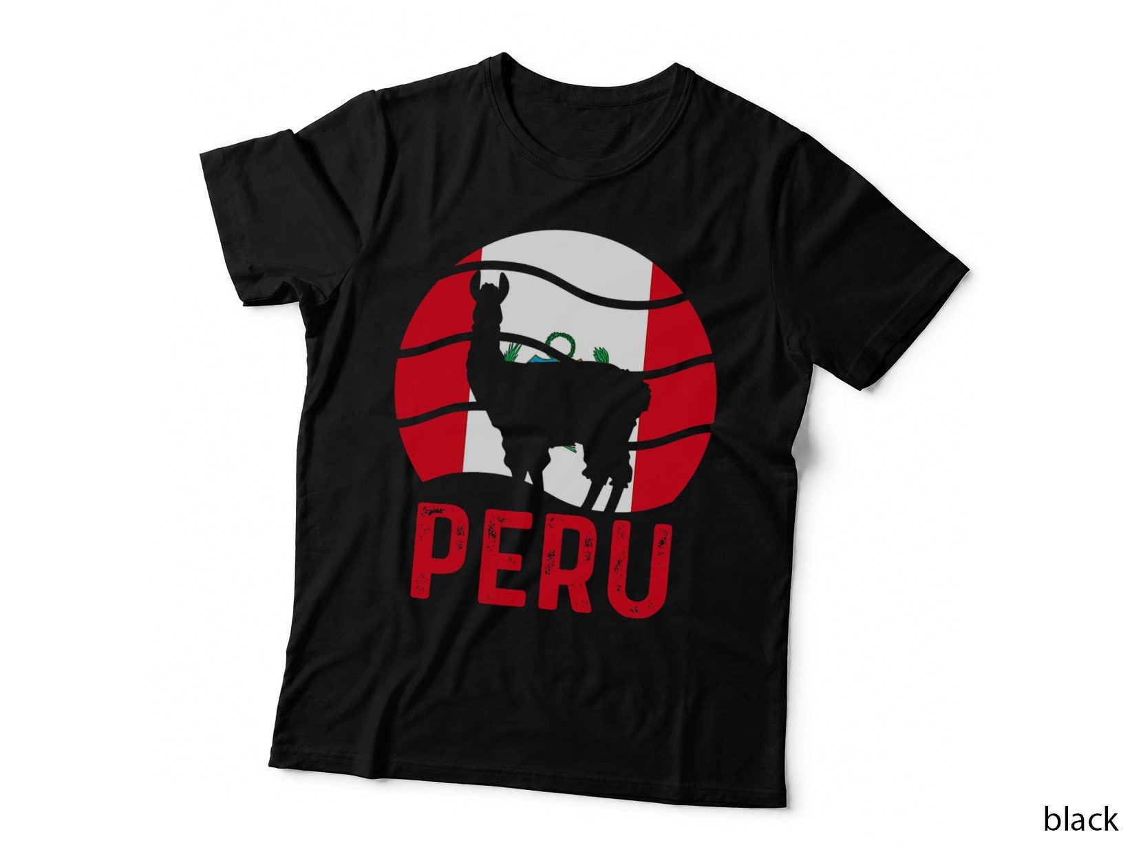 Peruvian Root Heritage Peru National Flag Llama Alpaca T-Shirt