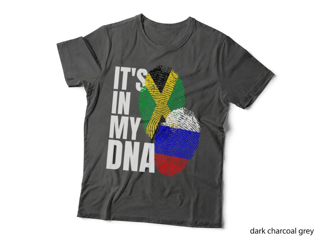 Russian and Jamaican Mix DNA Heritage Flag, Pride, Caribbean T-Shirt