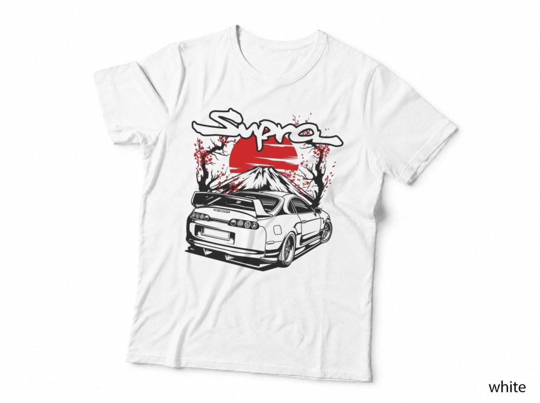 Supra Grey Sports Car Japan Temple Art Heritage T-Shirt