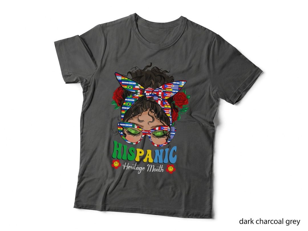Women National Hispanic Heritage Month Hippie Messy Bun T-Shirt