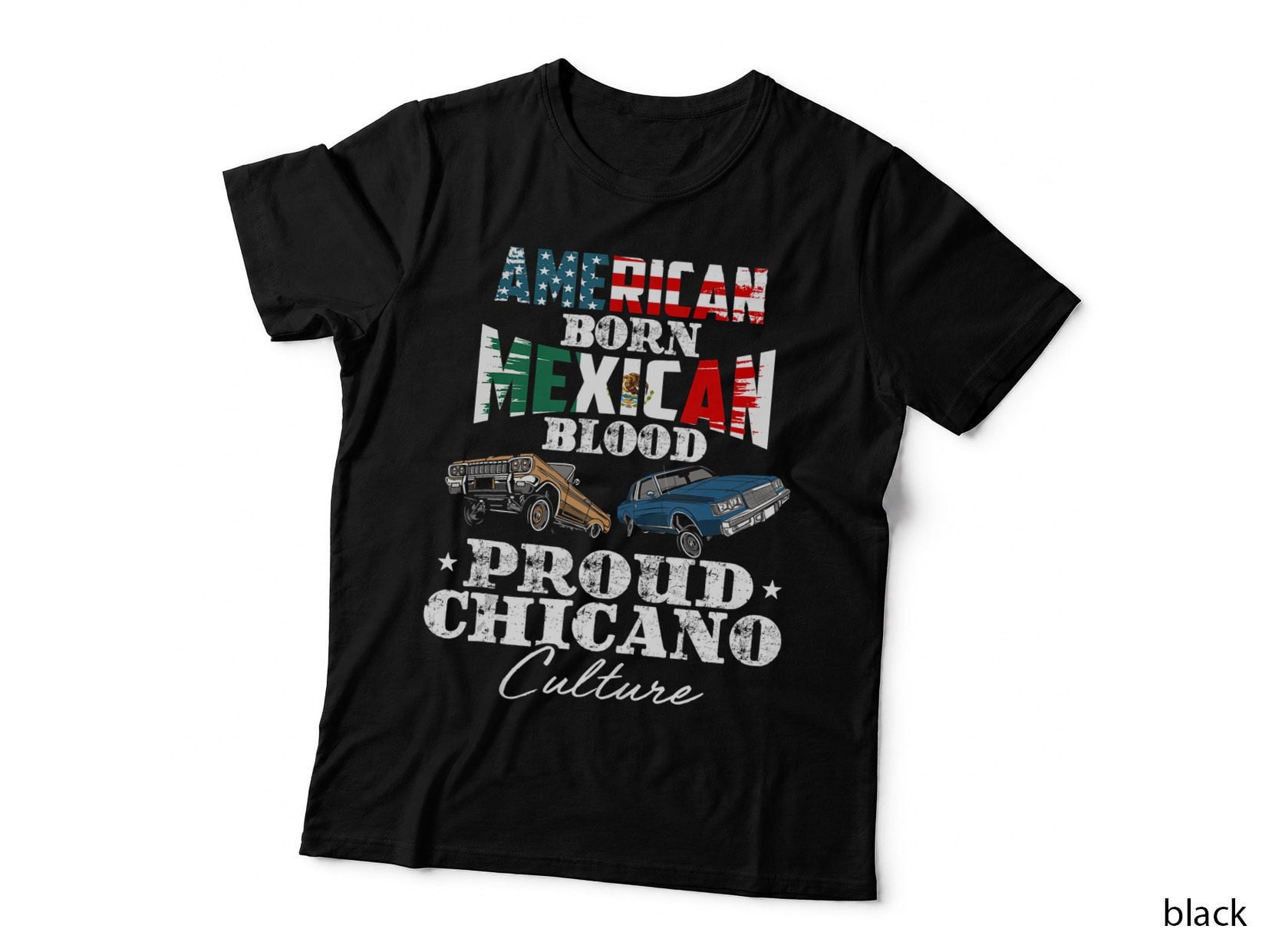 American Born Mexican Blood Proud Chicano Culture Lowriders T-Shirt