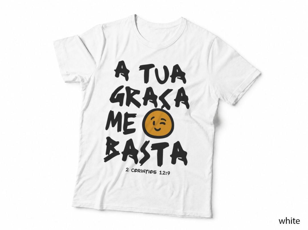 A Tua Graça Me Basta 2 Corintios 12 9 Smiley Yellow Portuguese Grace T-Shirt