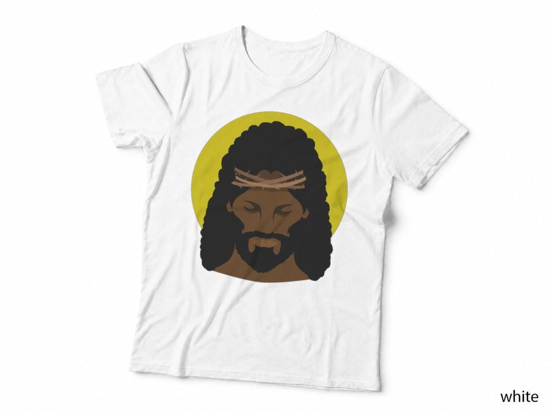 Black Jesus with Afro African American Religious Portrait T-Shirt