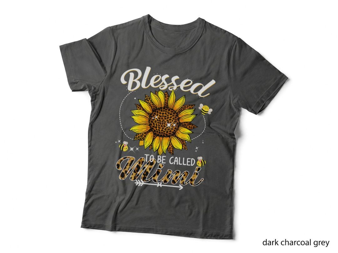 Blessed to Be Called Mimi Funny Leopard Sunflower and Bee T-Shirt