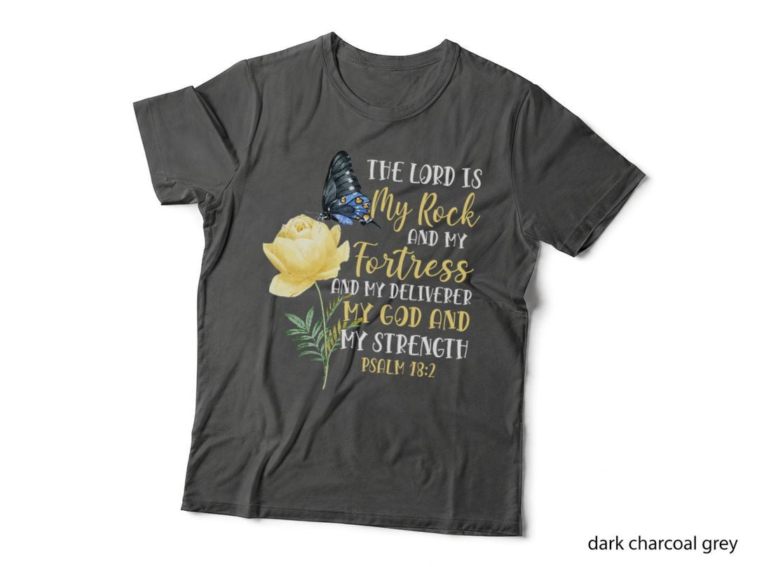 Christian Bible Verse Quote Butterfly Rose Flower Psalm 182 T-Shirt