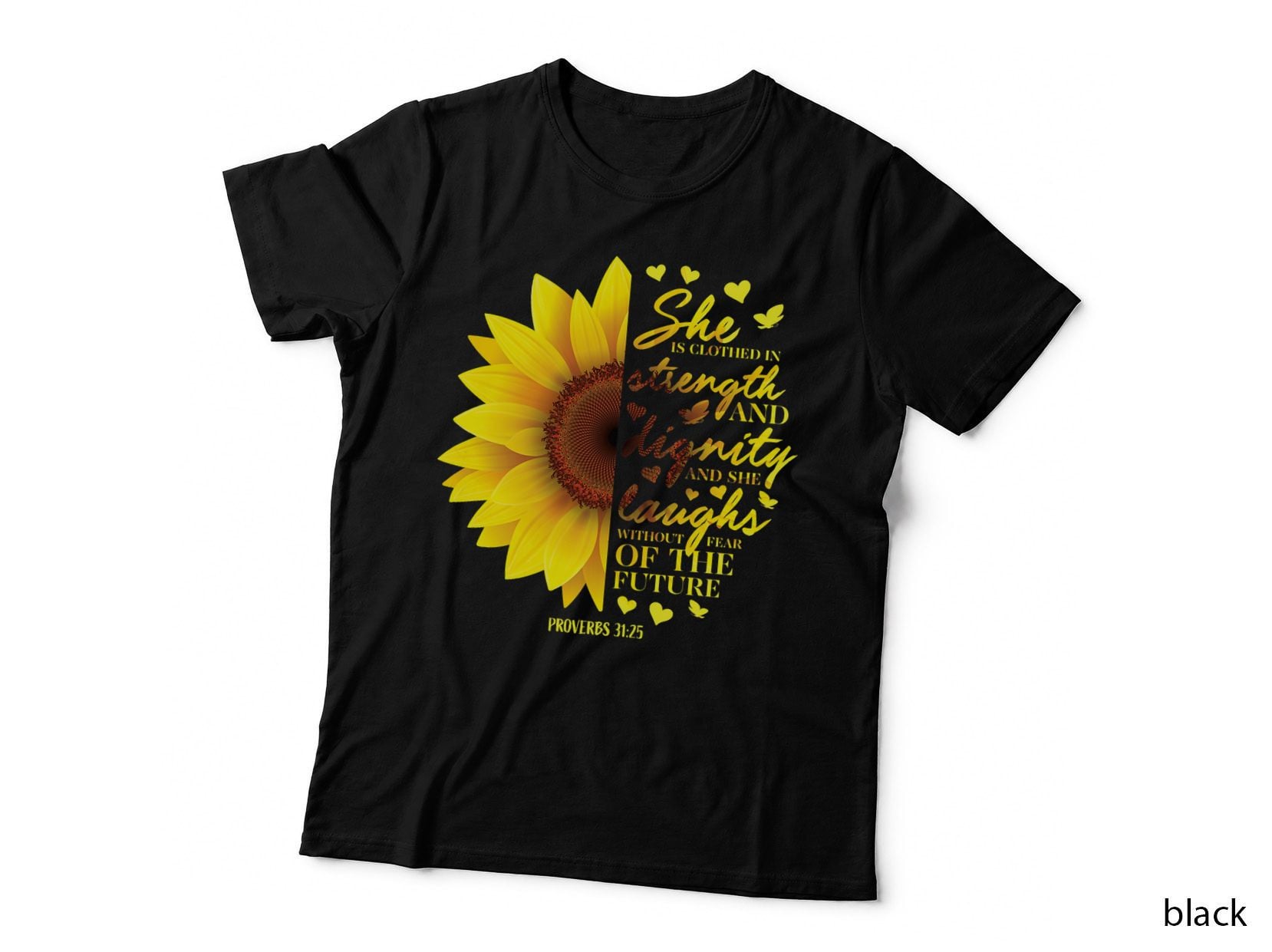 Christian Bible Verse Sunflower Scripture Religious Gift Her T-Shirt