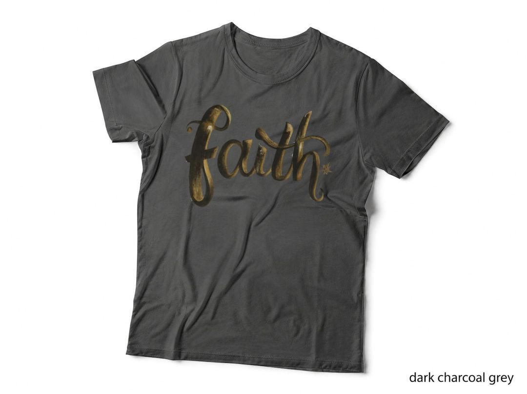 Faith Script Gold Metallic T-Shirt