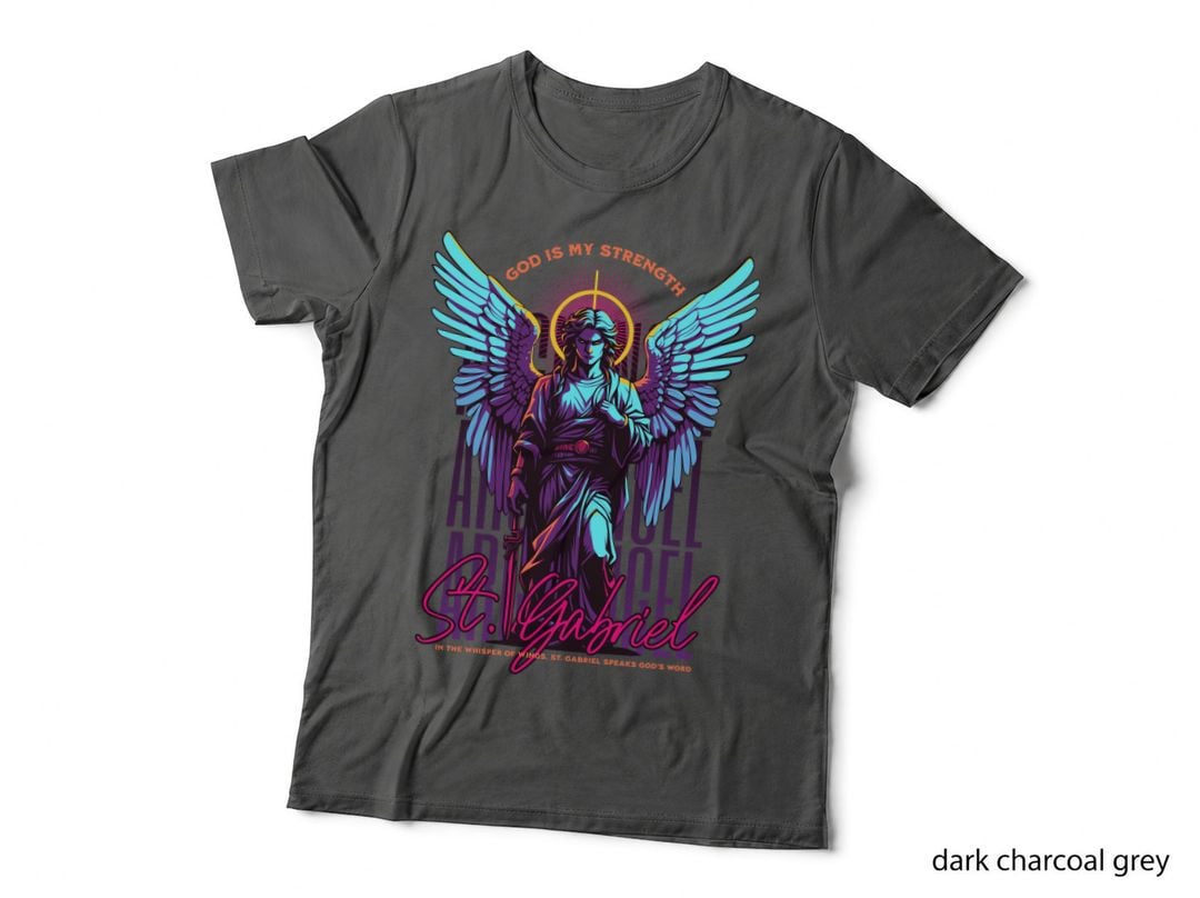 God Is My Strength All S Call St Michael Angel Jesus Neon Purple Blue T-Shirt
