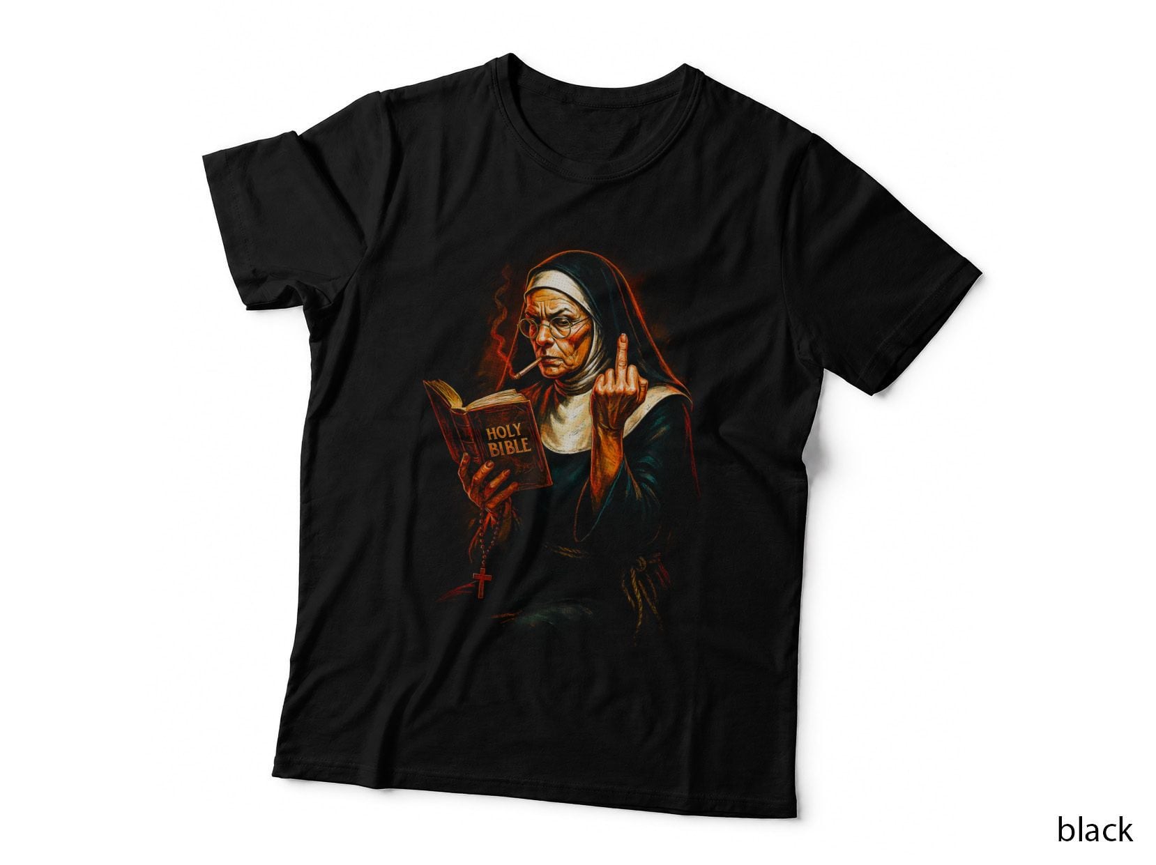 Holy Bible Middle Finger T-Shirt, Religious Satire, Anti-Religious Apparel