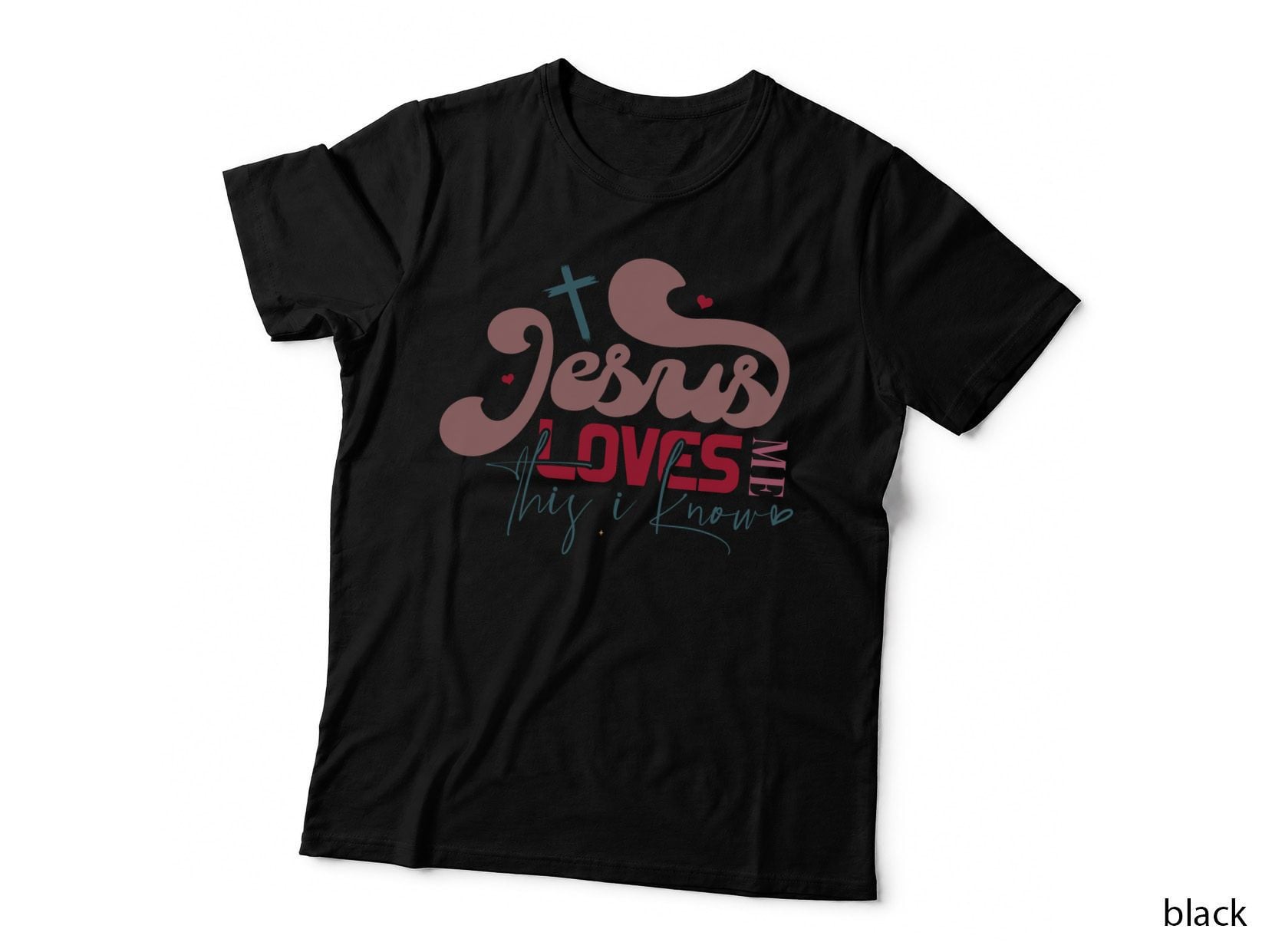Jesus Love Loves This I Know This Distressed Pink Red Cross Hearts T-Shirt