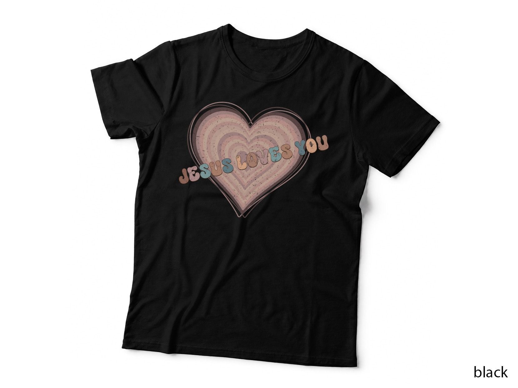 Jesus Loves You Pink Nested Heart Layered Romantic T-Shirt