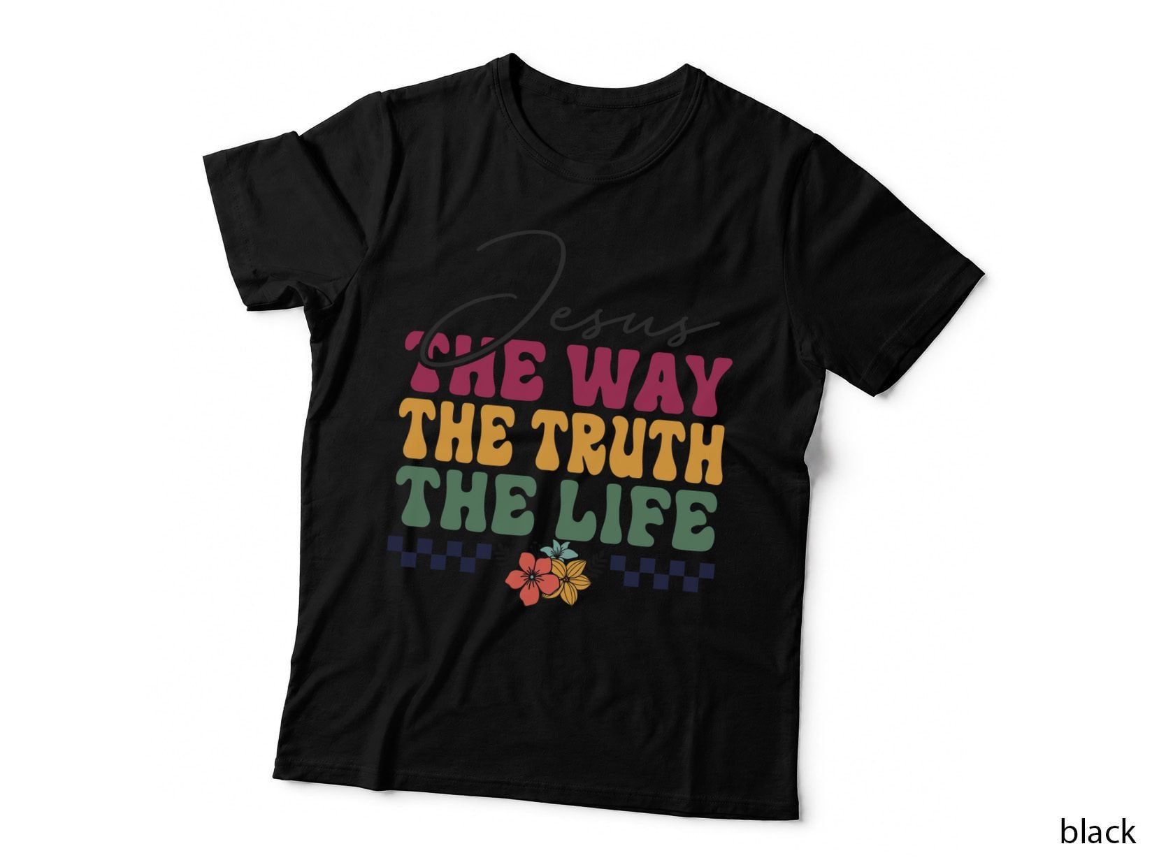 Jesus the Way the Truth the Life Cursive Religious Pastel Colors T-Shirt