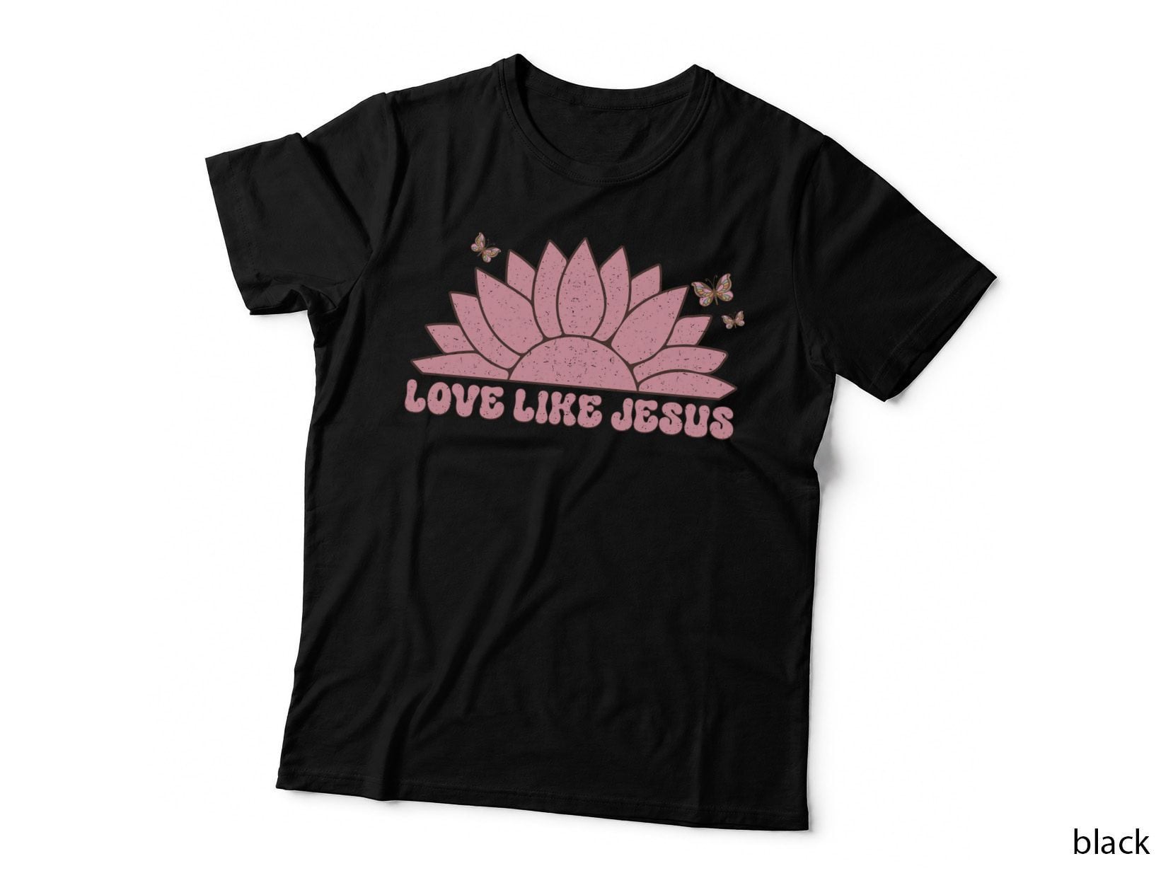 Love Like Jesus Pink Lotus Spiritual Affirmation Botanical T-Shirt