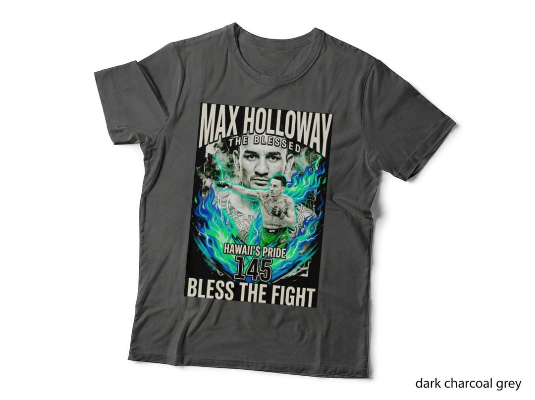 Max Holloway the Blessed Hawaii's PRIDE 145 Bless the Teal Green Flame T-Shirt