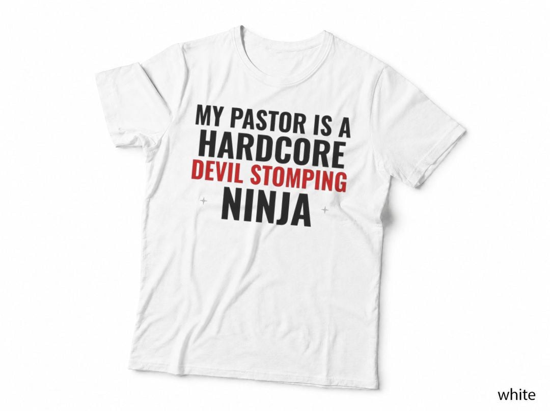 Pastor Devil Stomping Ninja Funny Church Group Gifts T-Shirt