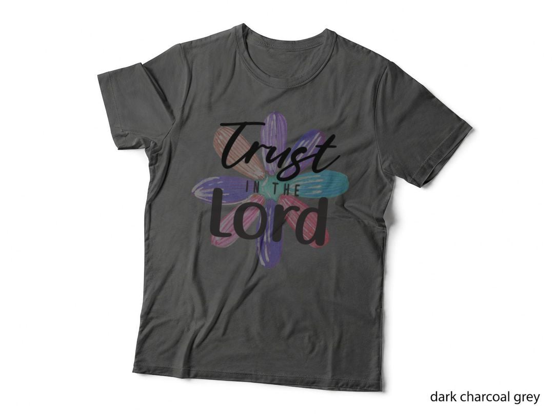 Trust in the Lord Cross Flowers Watercolor Faith Devotion T-Shirt