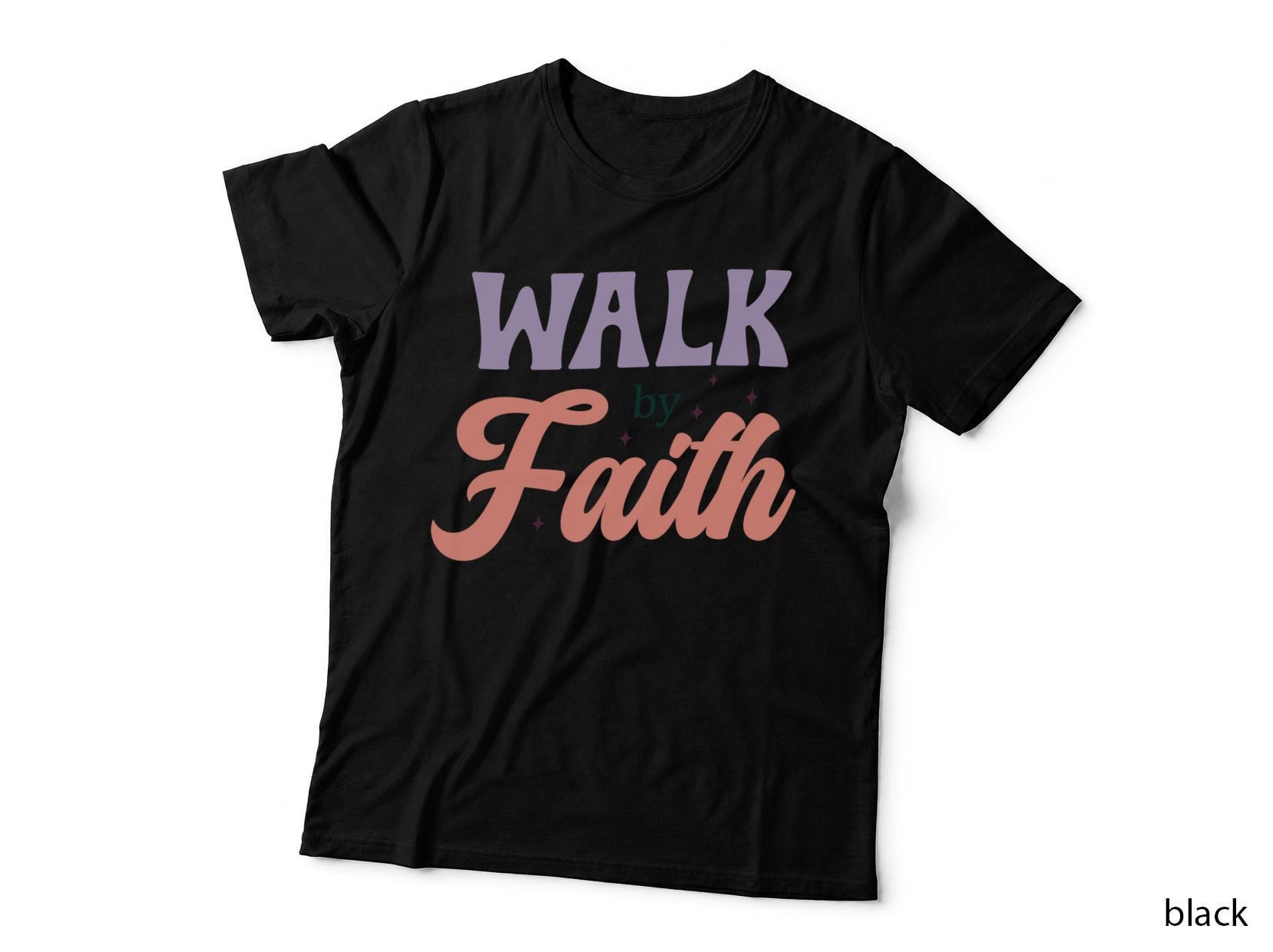 Walk by Faith Purple Pink Text Pastel Spiritual Trust T-Shirt