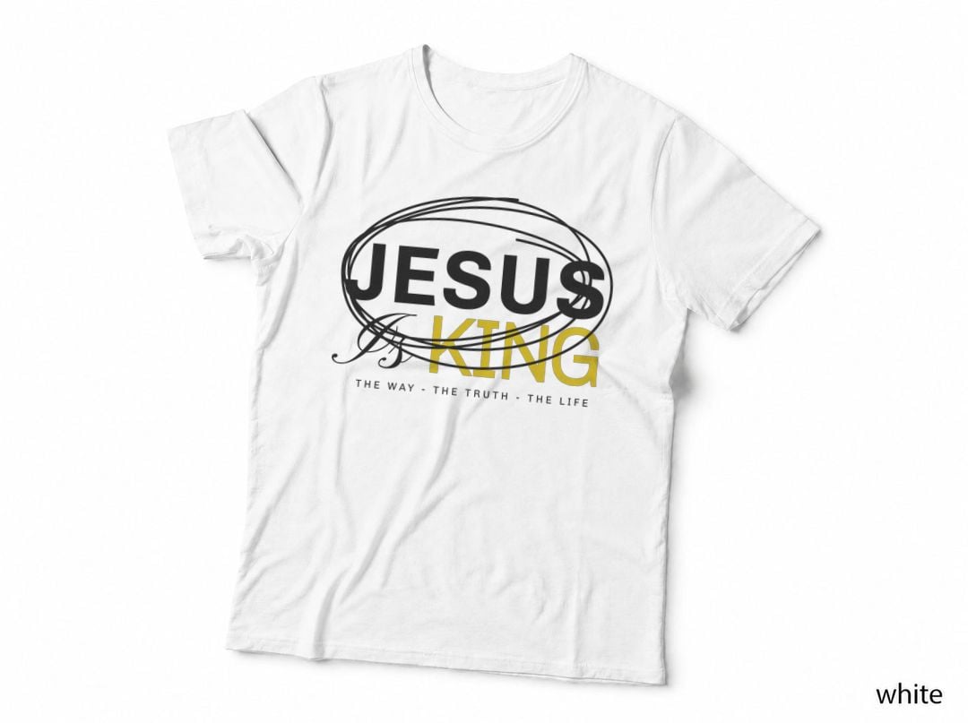 White Design Jesus Is King Yellow T-Shirt
