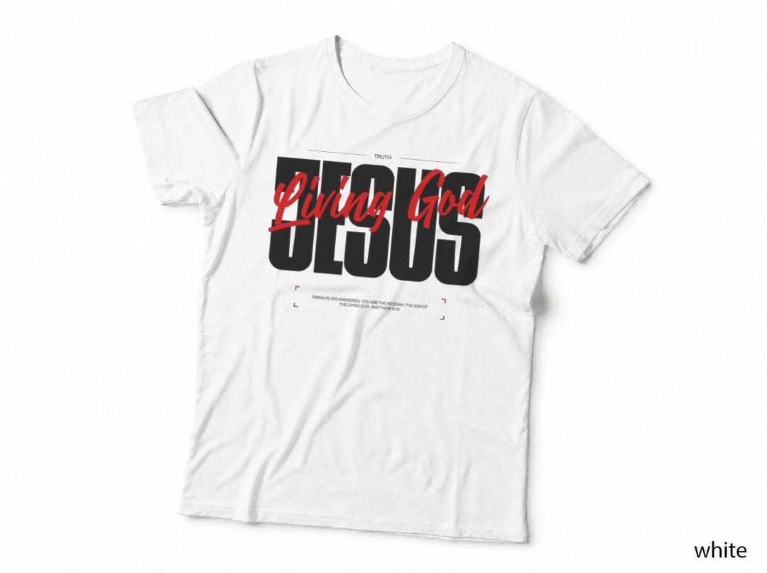 White-Design-Jesus-Living God T-Shirt