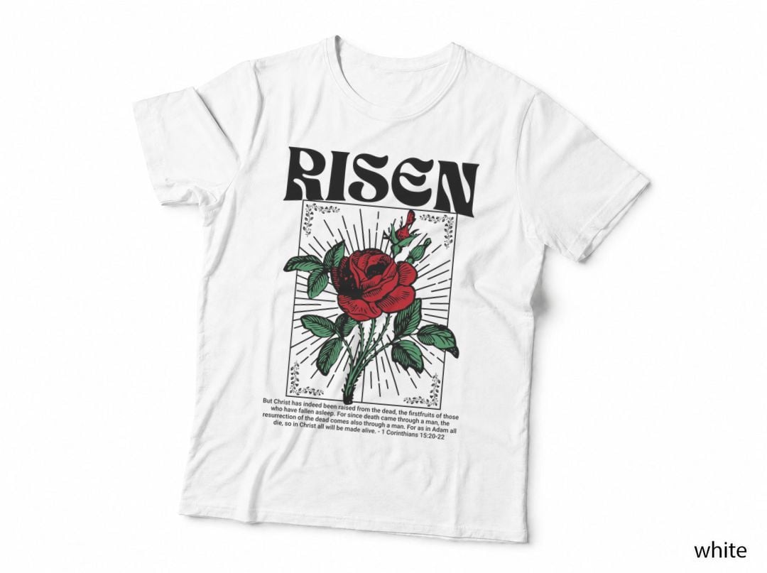 White-Design-Risen Roses T-Shirt