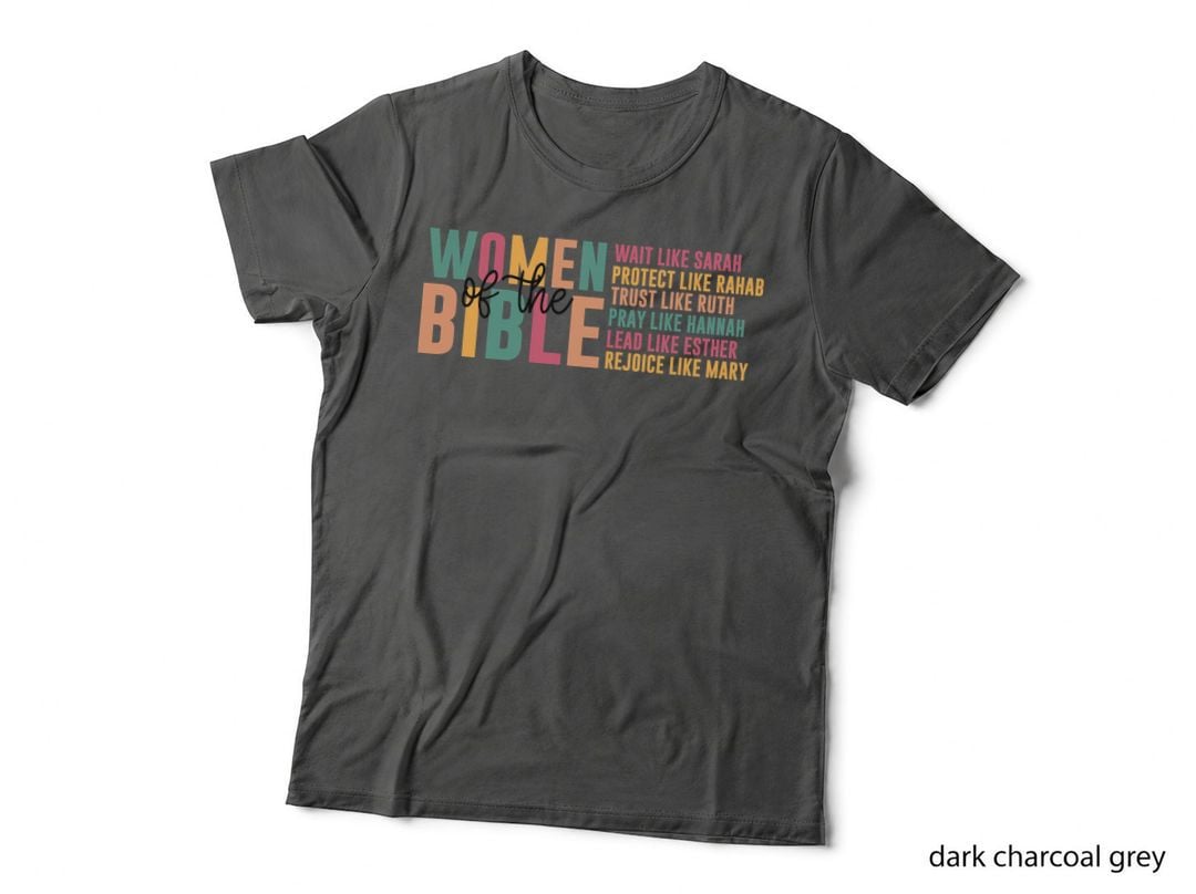 Women of the Bible Wait Like Sarah Protect Multicolor Text Biblical T-Shirt