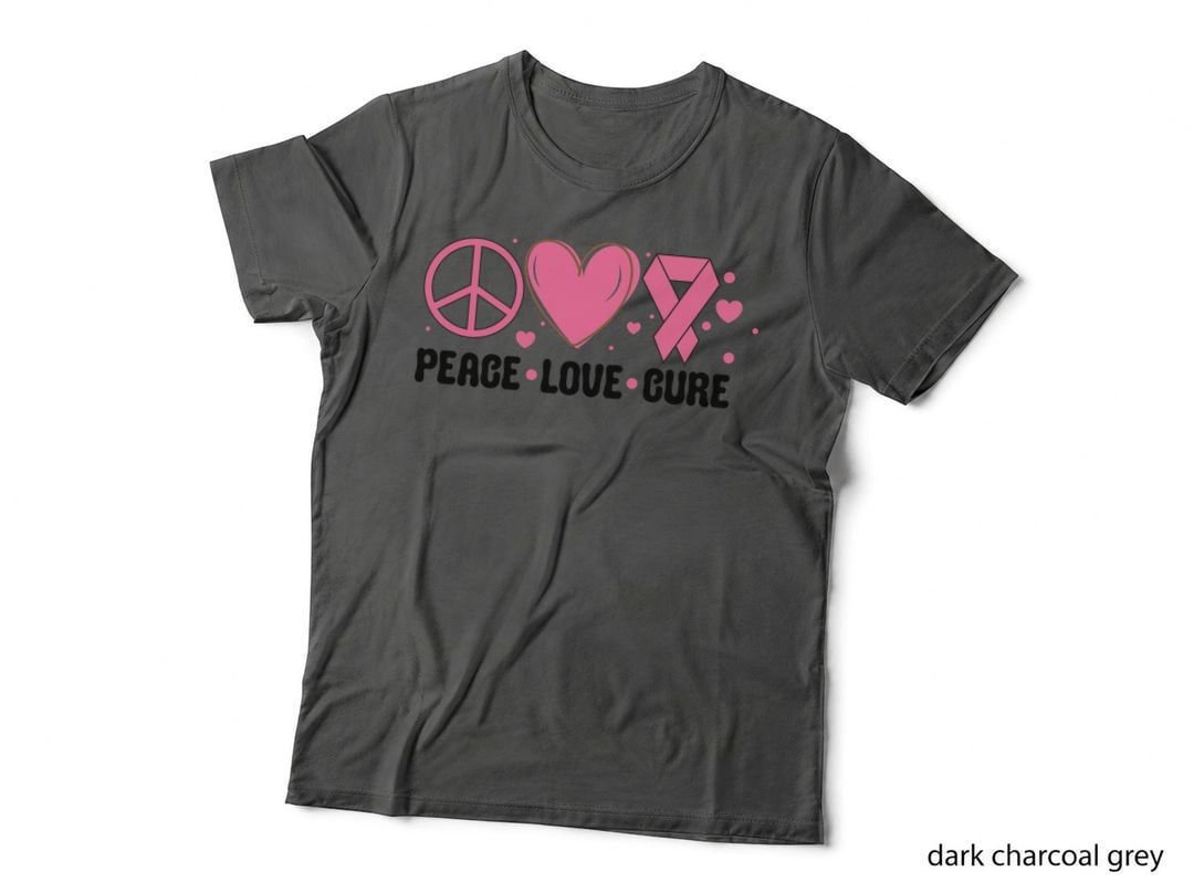 Peace Love Cure Breast Cancer T-Shirt, Peace Love Cure Graphic Tee