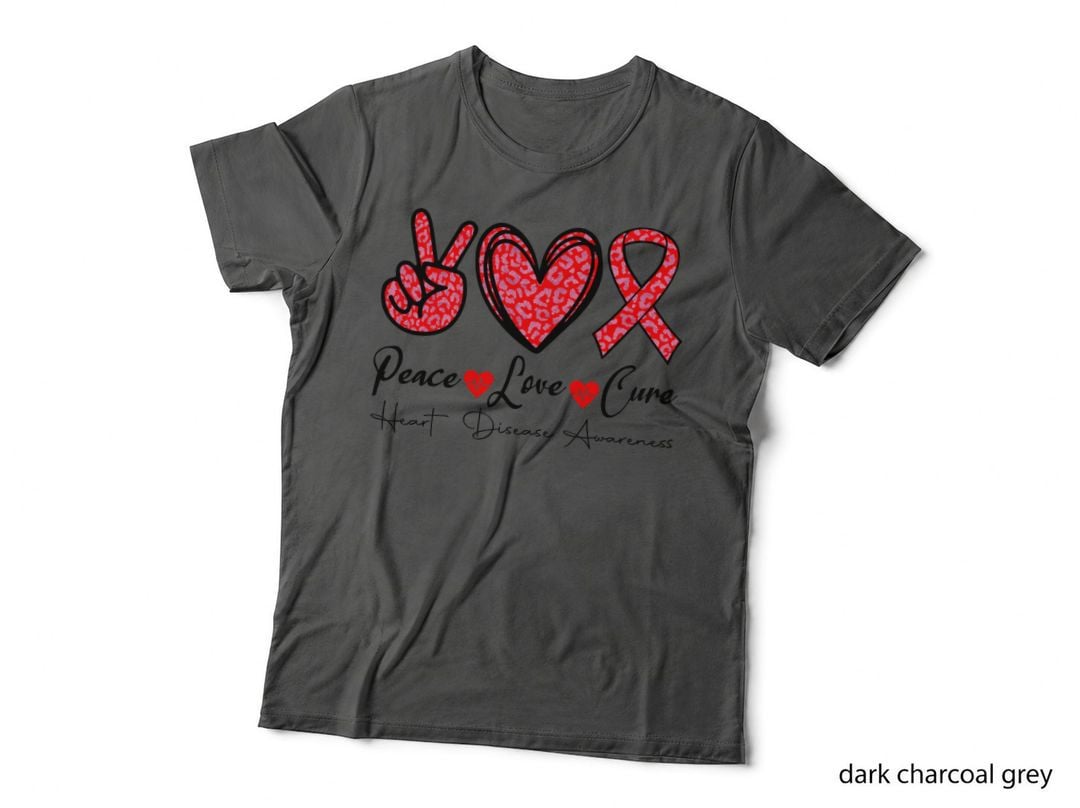 Peace Love Cure Heart Disease Awareness Heart Disease Awareness T-Shirt