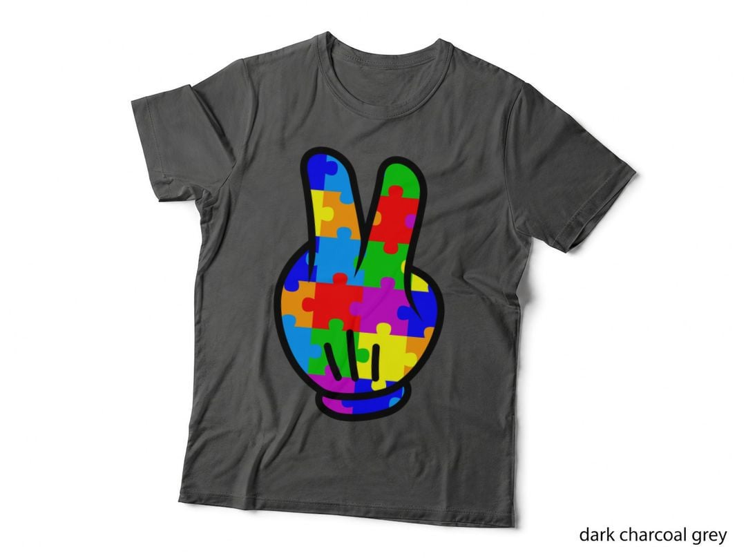 Peace Sign Puzzle Pieces Autism T-Shirt, Autism Graphic Tee, Autism Design Shirt