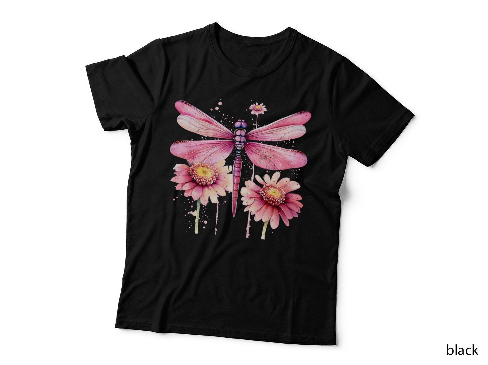 Pink Dragonfly with Flowers Breast Cancer T-Shirt, Breast Cancer Graphic Tee