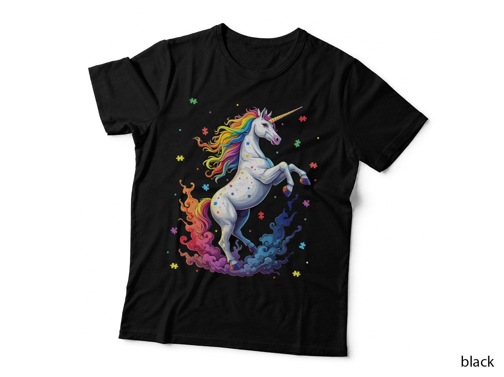Rainbow Unicorn in Flames Autism T-Shirt, Autism Graphic Tee