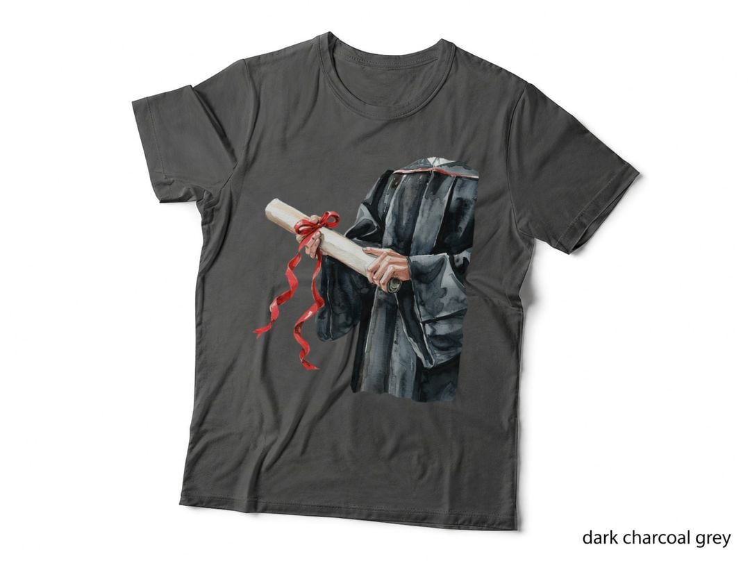Rear Figure Red Ribbon Diploma Graduation T-Shirt, Senior Grad Graphic Tee